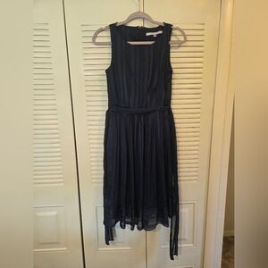 Luxe By Carmen Marc Valvo Navy Tea Length Dress